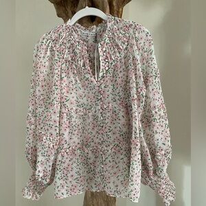 Alice + Olivia Margery Ruffle Floral Blouse